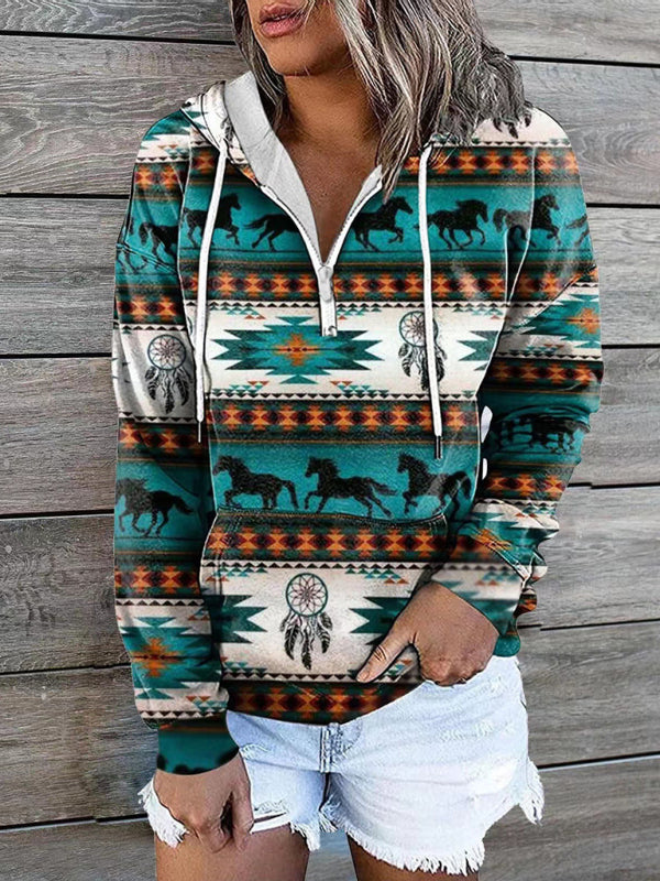 Ethnic Tribal Printed Sweater Hoodie-CALLISTARI