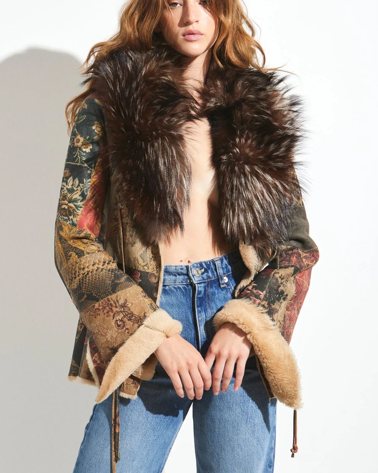 Floral Fur Biker Jacket