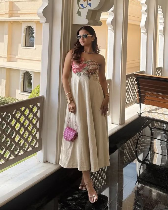 Holiday Floral Embroidered Midi Dress