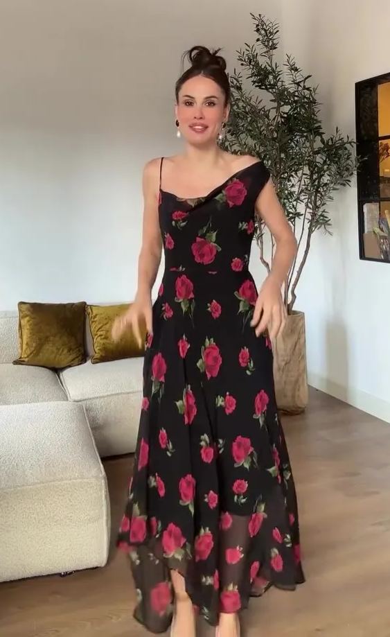 Ruffled floral print dress