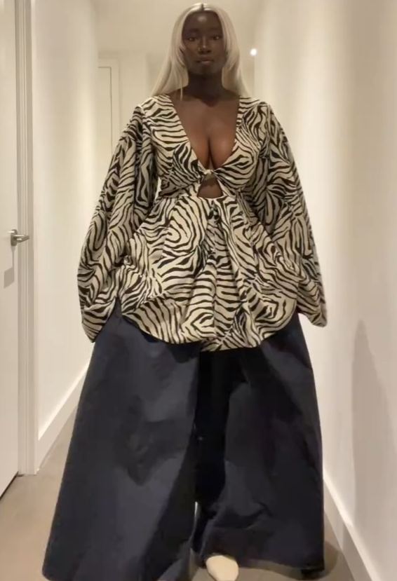 Glam Zebra Print Cut - Out Top & Wide - Leg Pants Set