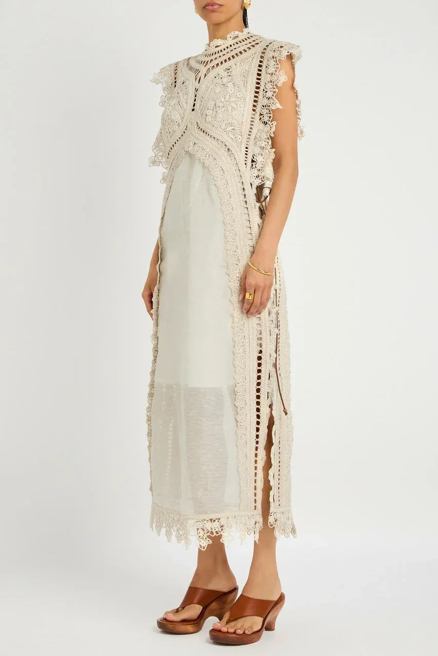 WOVEN HOLLOW ORGANZA MAXI DRESS-aritzao