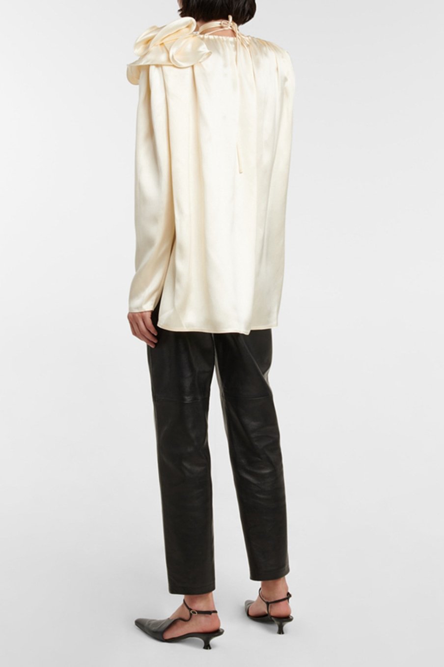 Lorraine Flower Satin Flowy Blouse-CALLISTARI