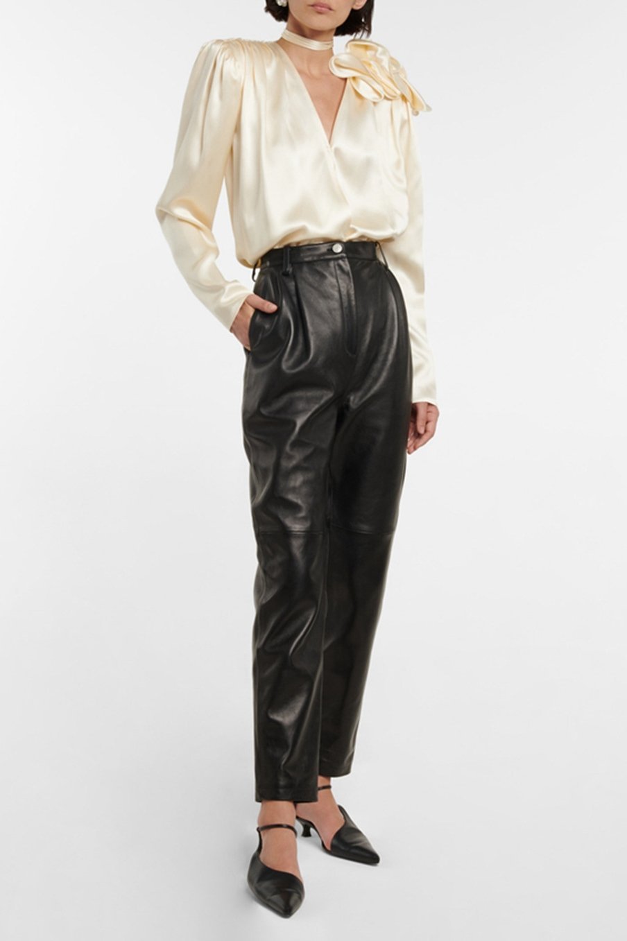 Lorraine Flower Satin Flowy Blouse-CALLISTARI