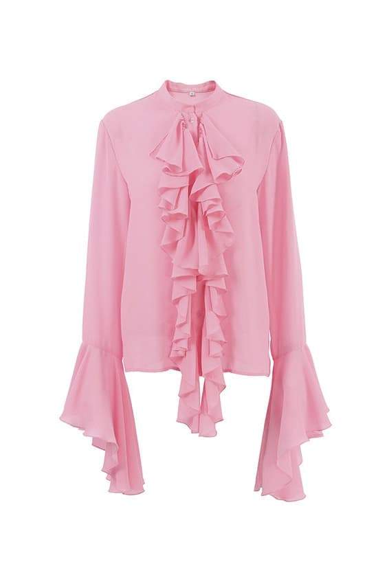 Michelle Semi-sheer Ruffle Blouse-CALLISTARI