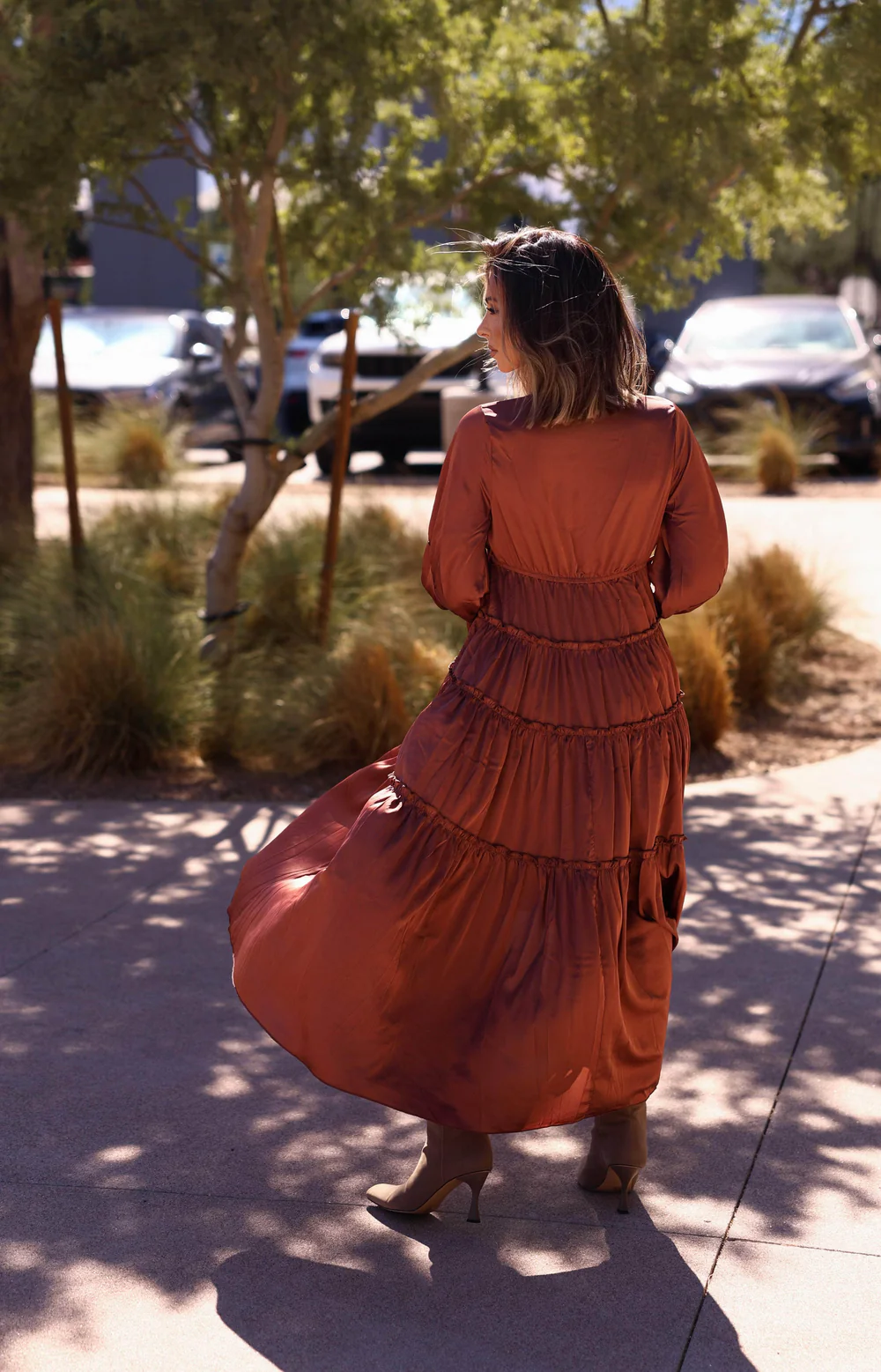 Elegant Deep V - Neck Tiered Maxi Dress