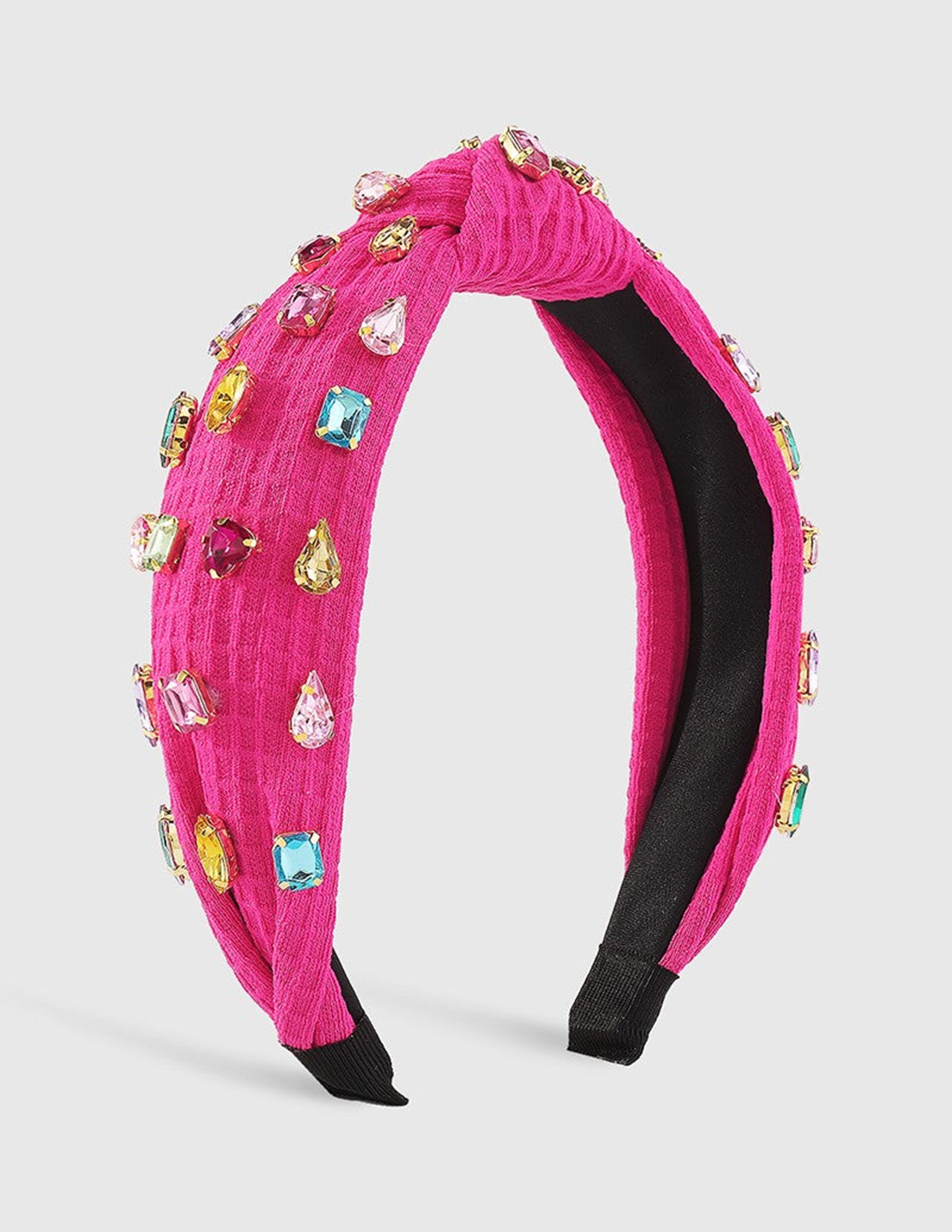 Pink Multi Color Rhinestone Headband-CALLISTARI
