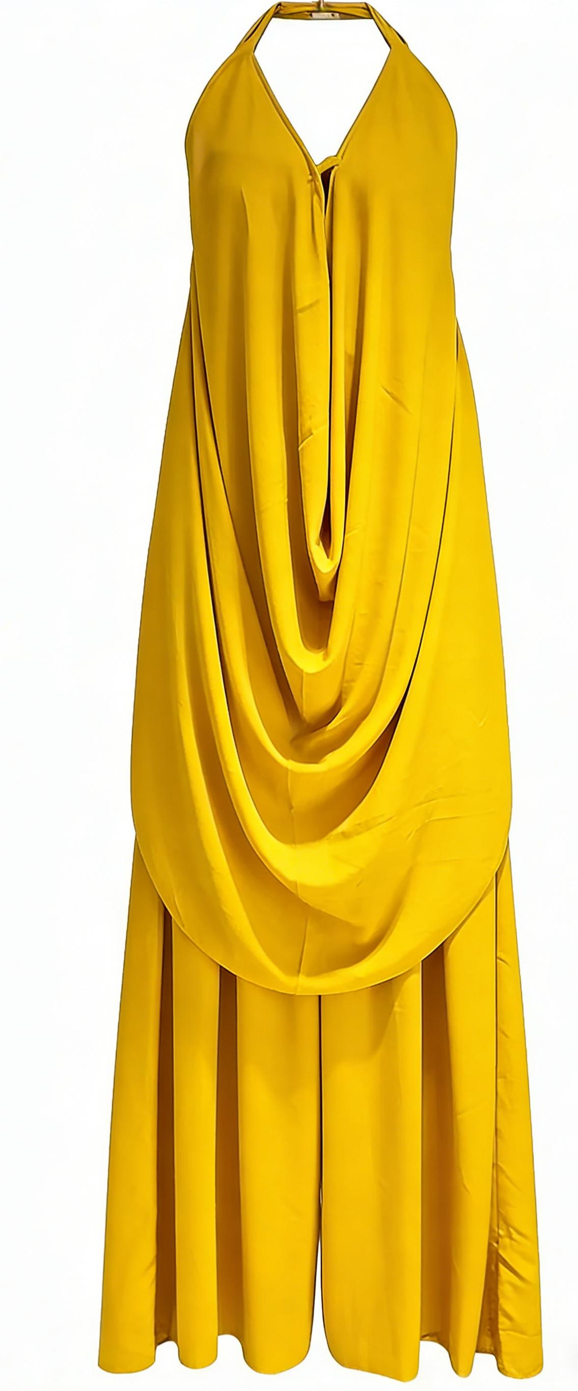 Backless ruffled top and wide-leg pants set