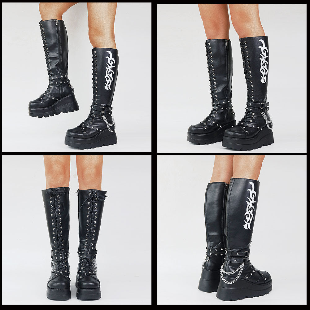 Flame Chain High Heels Boots-CALLISTARI