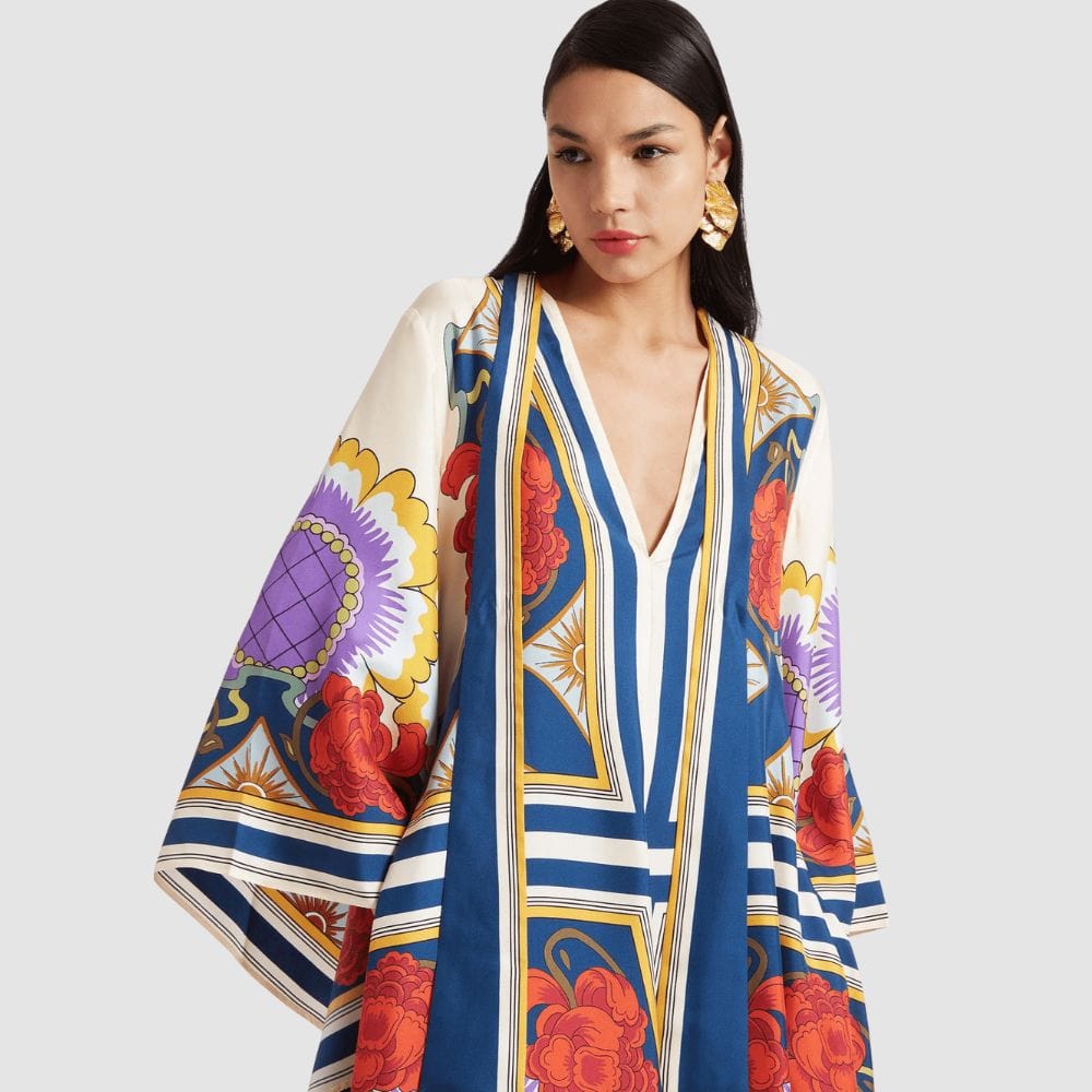 Robe Kimono Réversible | Style Baroque Fleuri-aritzao