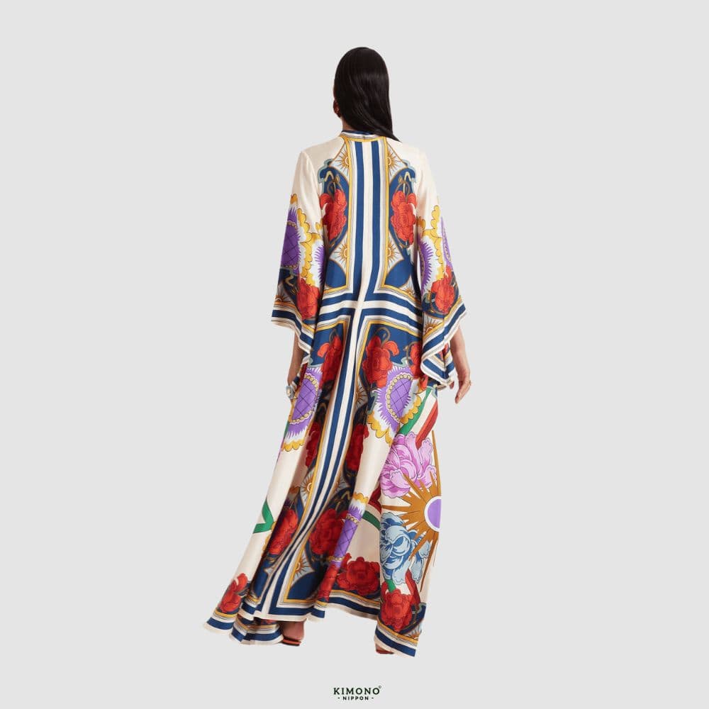 Robe Kimono Réversible | Style Baroque Fleuri-aritzao
