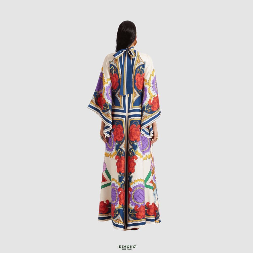 Robe Kimono Réversible | Style Baroque Fleuri-aritzao