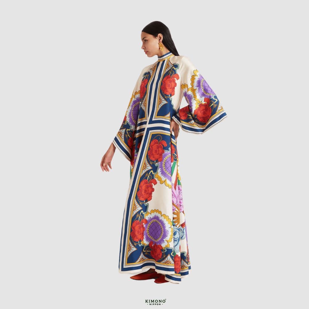 Robe Kimono Réversible | Style Baroque Fleuri-aritzao