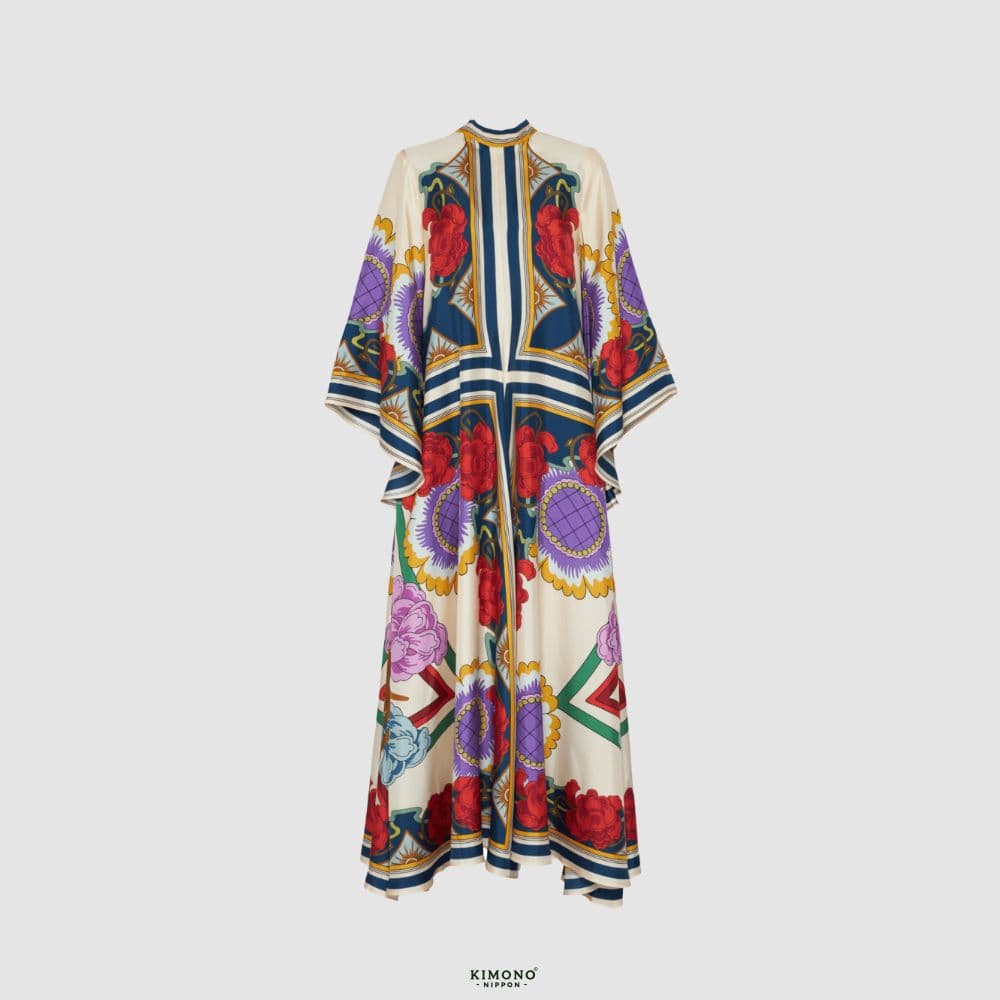 Robe Kimono Réversible | Style Baroque Fleuri-aritzao