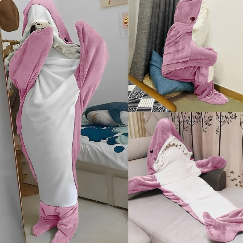 Ultra Soft Home Flannel Shark Hooded Blanket-CALLISTARI