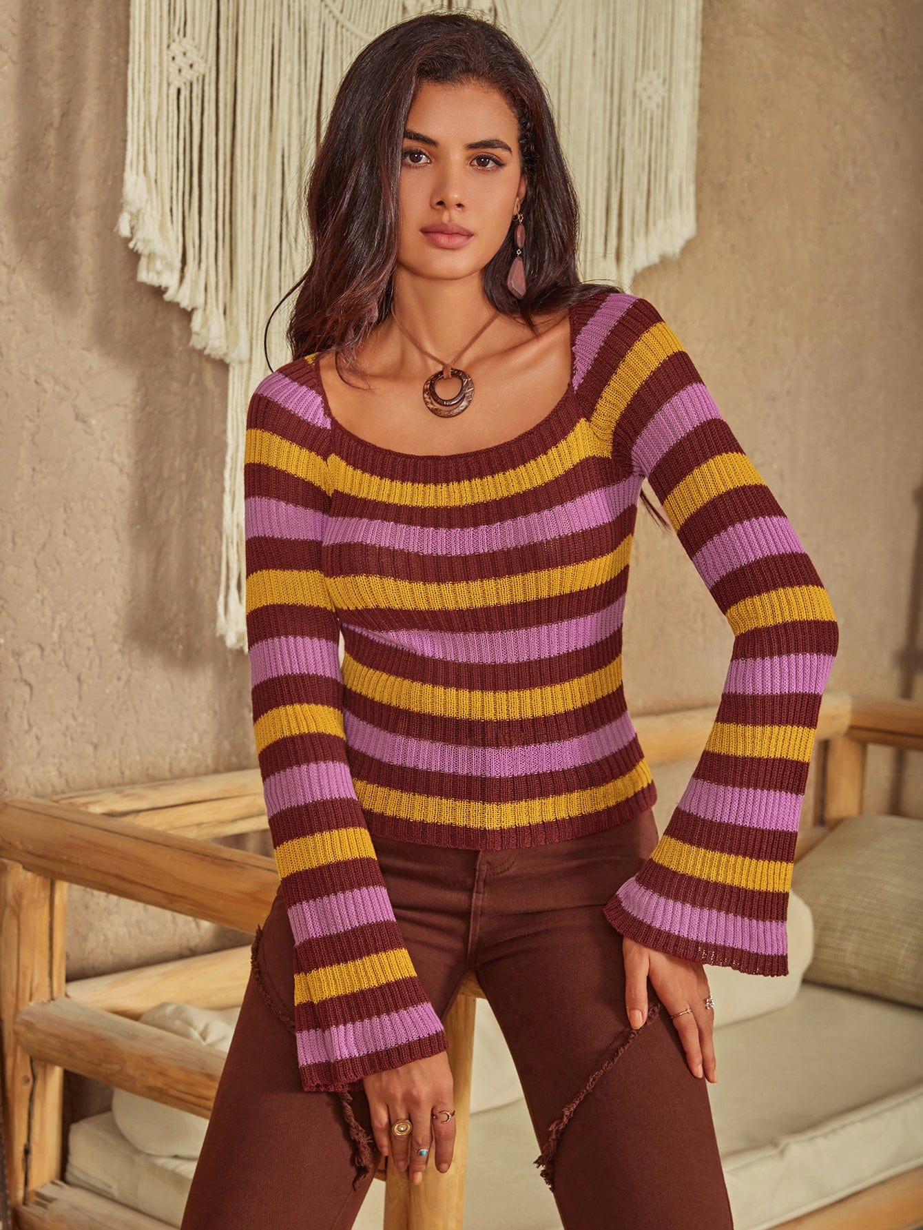 Timespool Persia Striped Knit Sweater