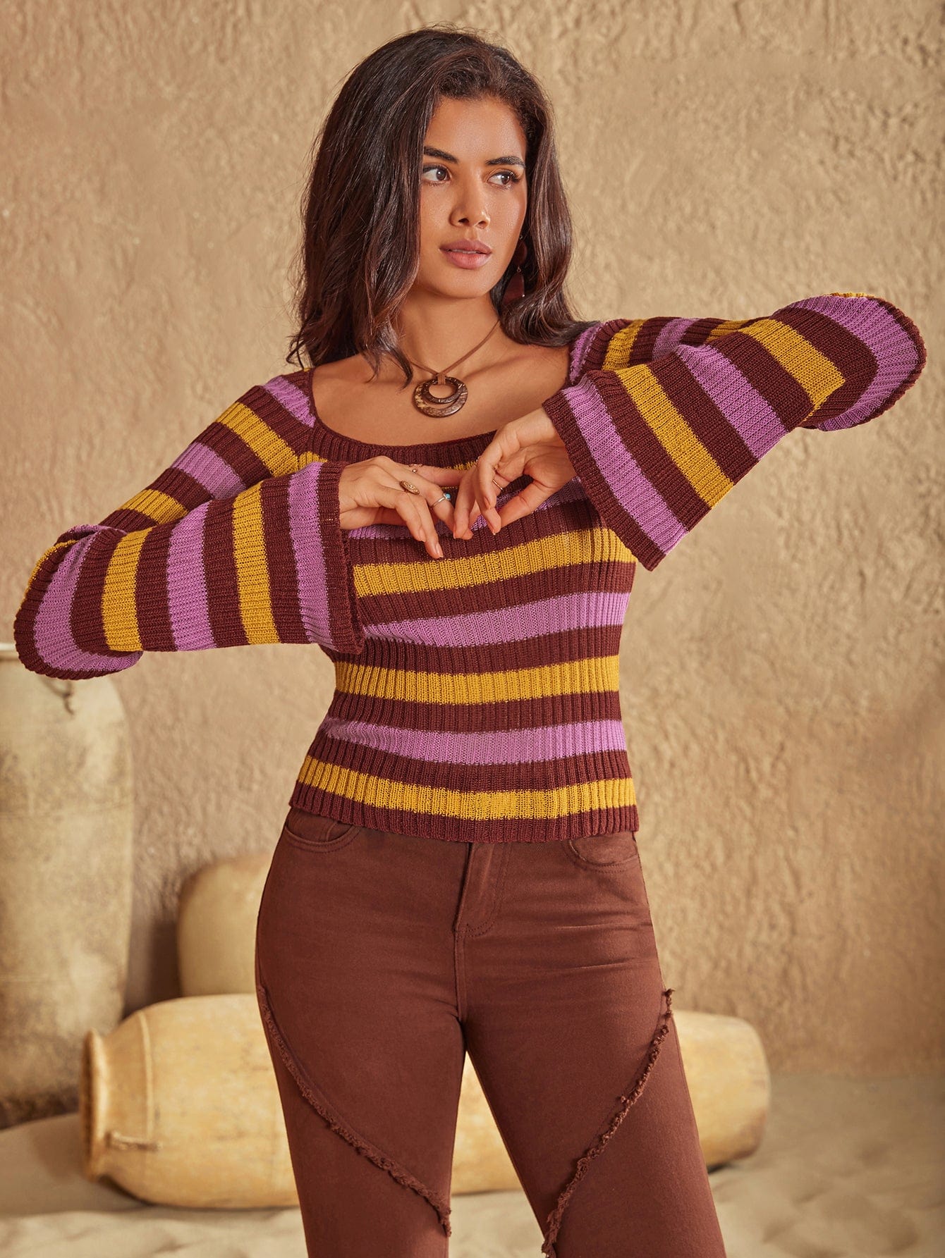 Timespool Persia Striped Knit Sweater