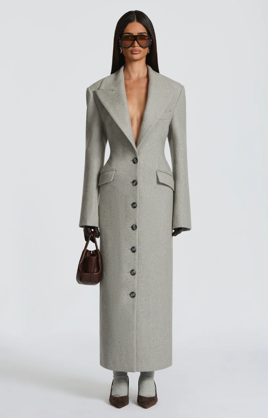 Elegant Fitted Single - Breasted Long Coat