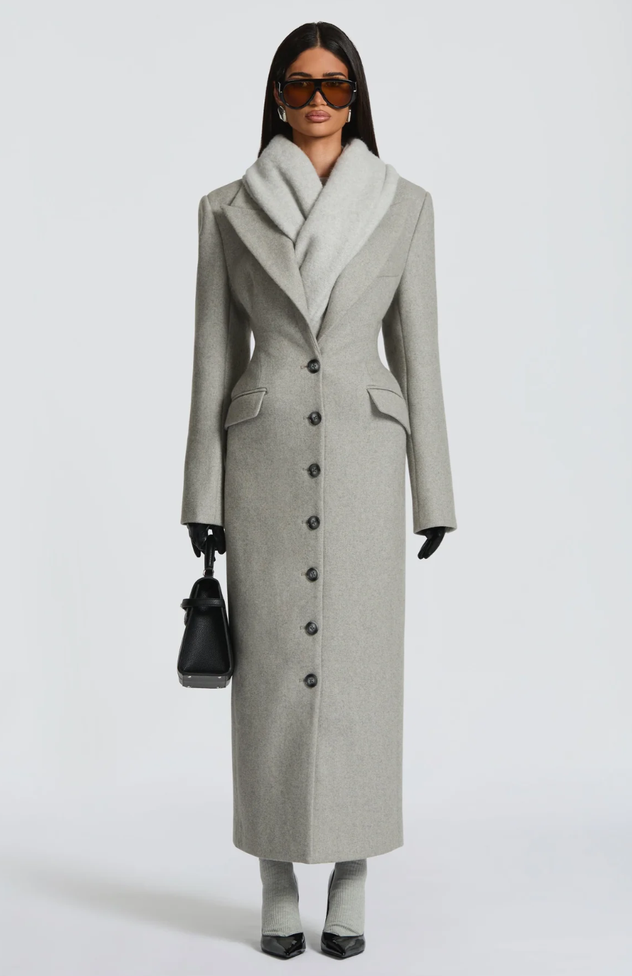 Elegant Fitted Single - Breasted Long Coat