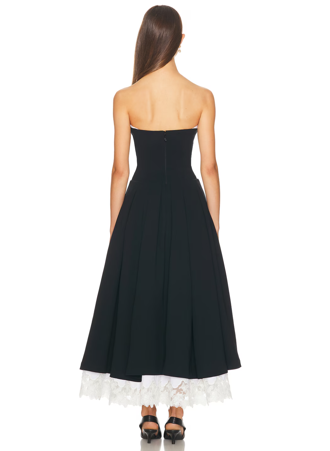 Glamorous Two - Tone Lace Trim Strapless Maxi Dress