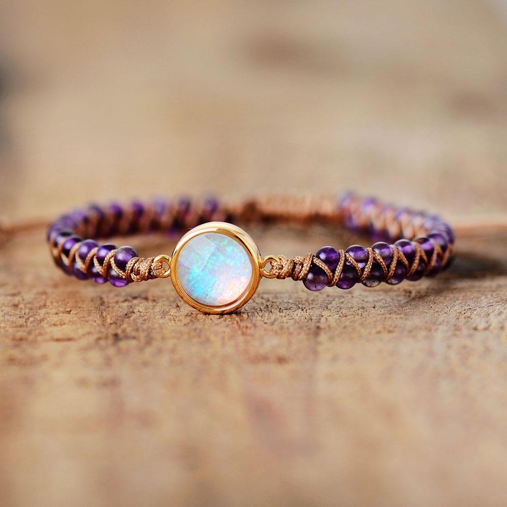 Natural Amethyst & Opal String Braided Bracelet-CALLISTARI