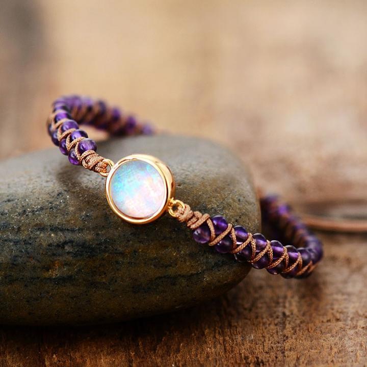Natural Amethyst & Opal String Braided Bracelet-CALLISTARI