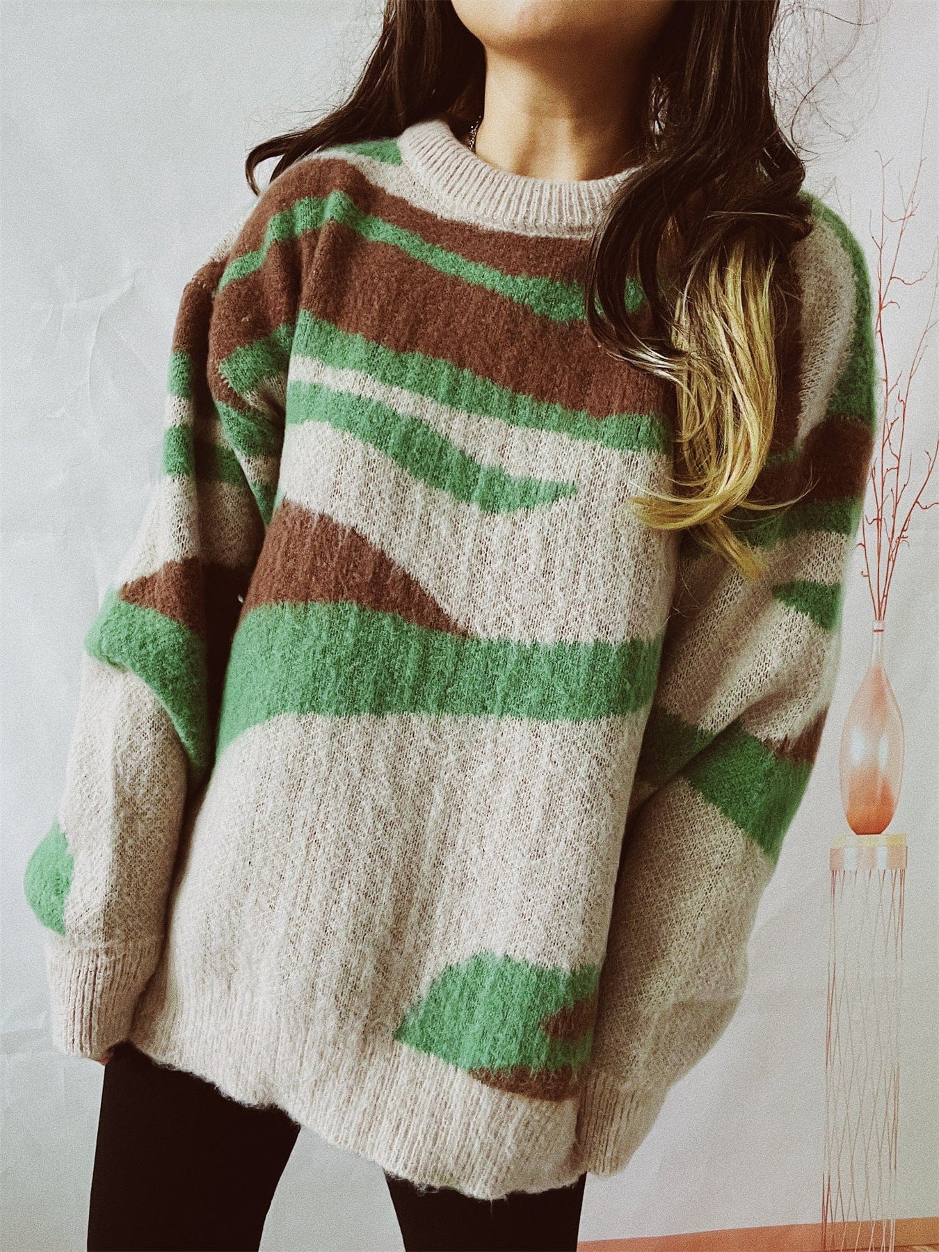 wickedafstore Lava Burst Brushed Pullover Sweater