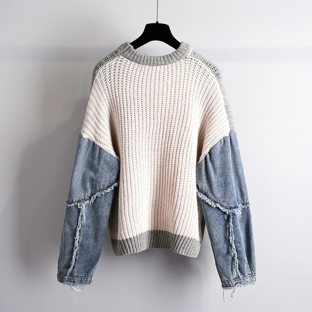 Lelya Denim Patchwork Sweater-CALLISTARI