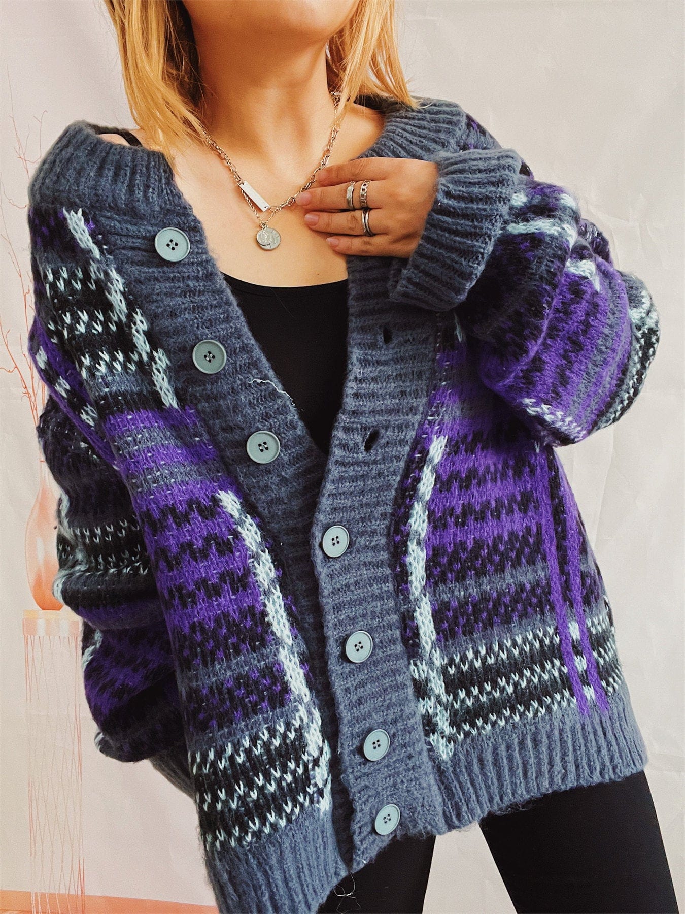 WindMind Birdie Striped Cardigan Sweater
