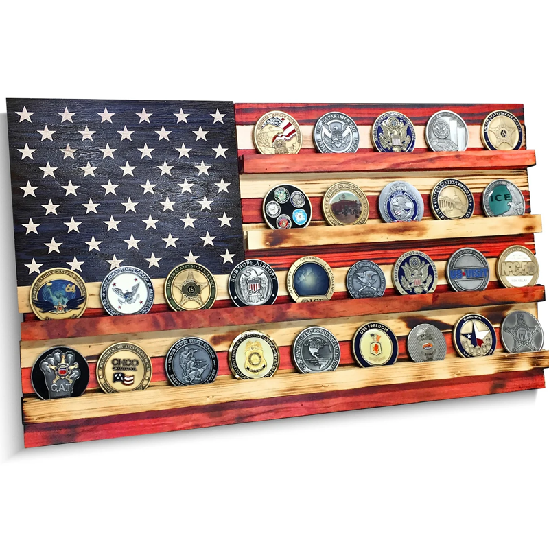 Large Rack For Flags Handmade American Flag Challenge Coin Hanging Wall Display Rack ...