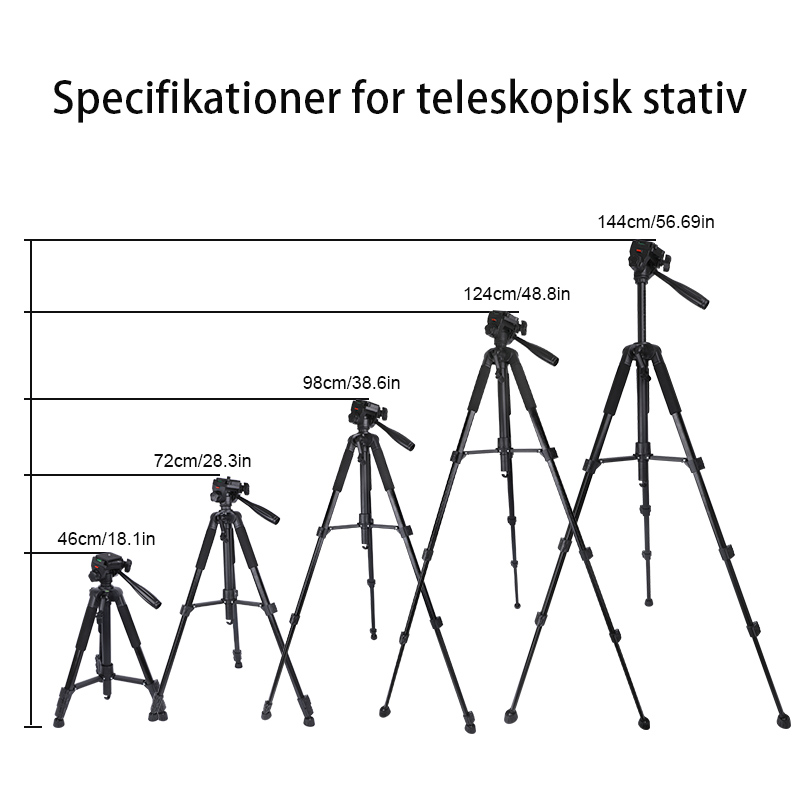 Teleskopstativ (kan forlænges op til 150 cm, universelt kompatibelt)