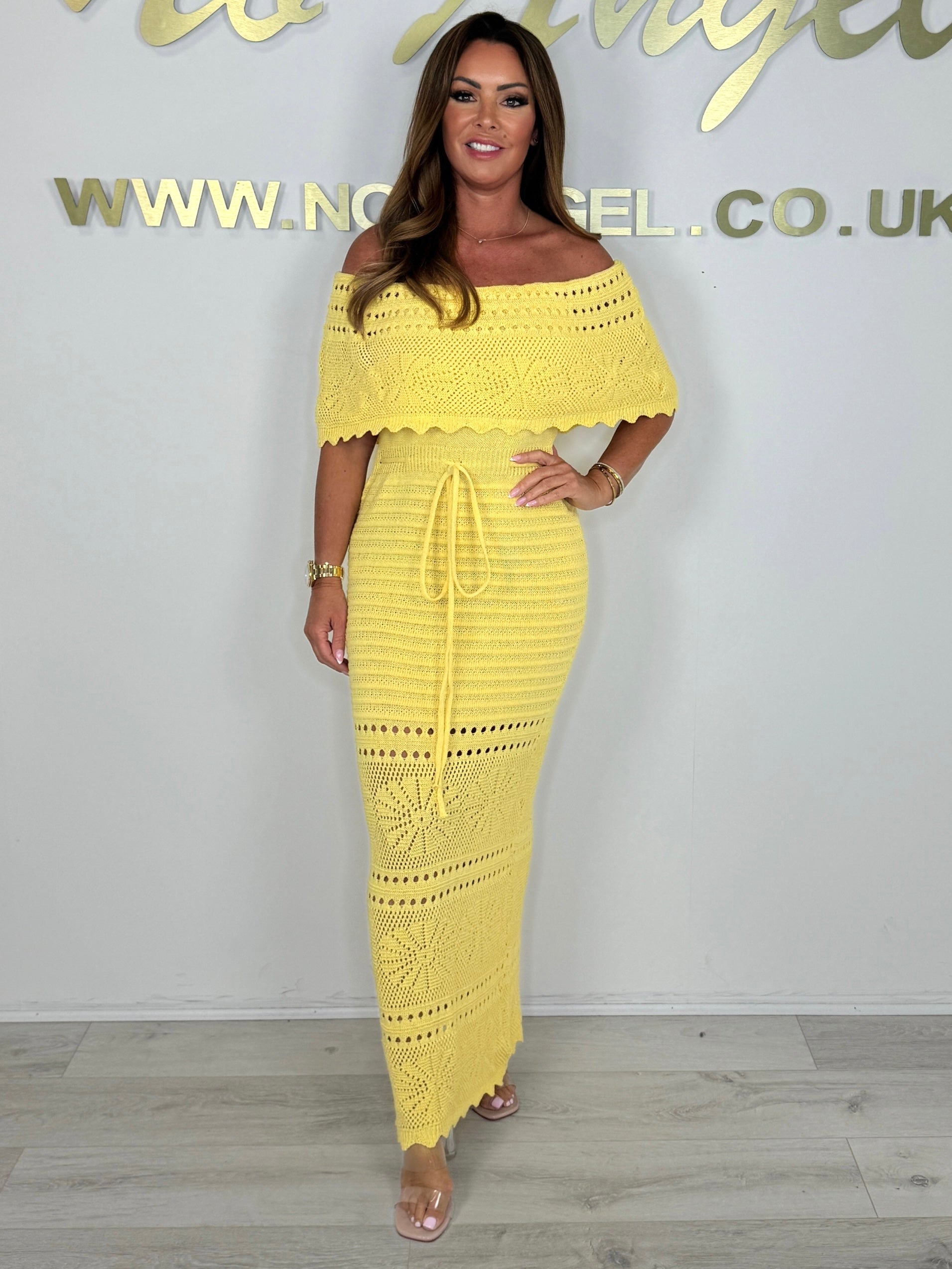 Elegant Off Shoulder Knit Maxi Dress