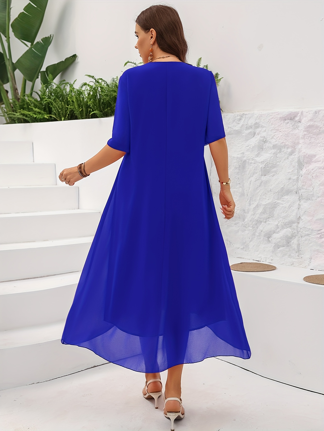 Elegant A-Line Layered Hem Floral Print Midi Dress