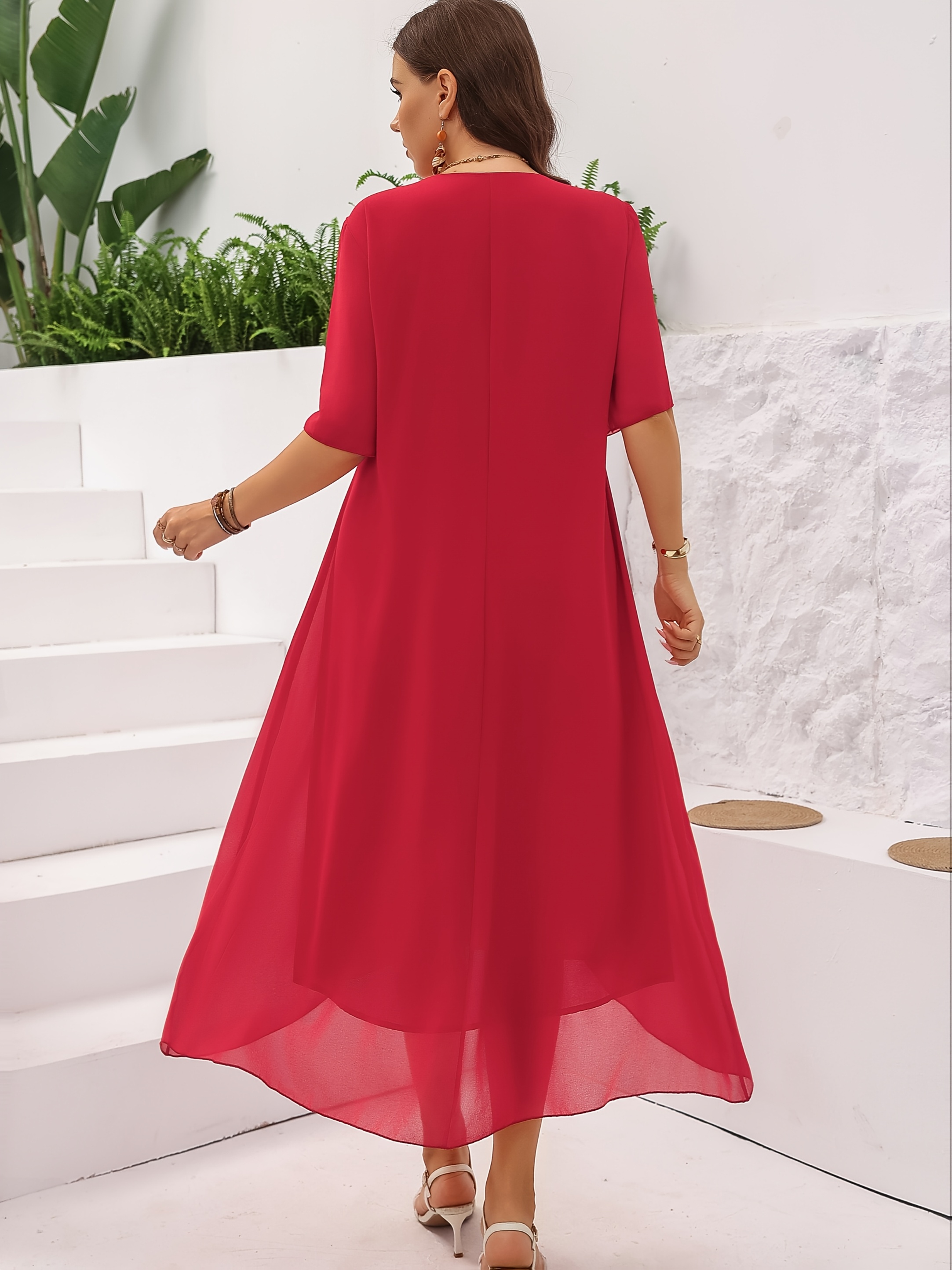 Elegant A-Line Layered Hem Floral Print Midi Dress