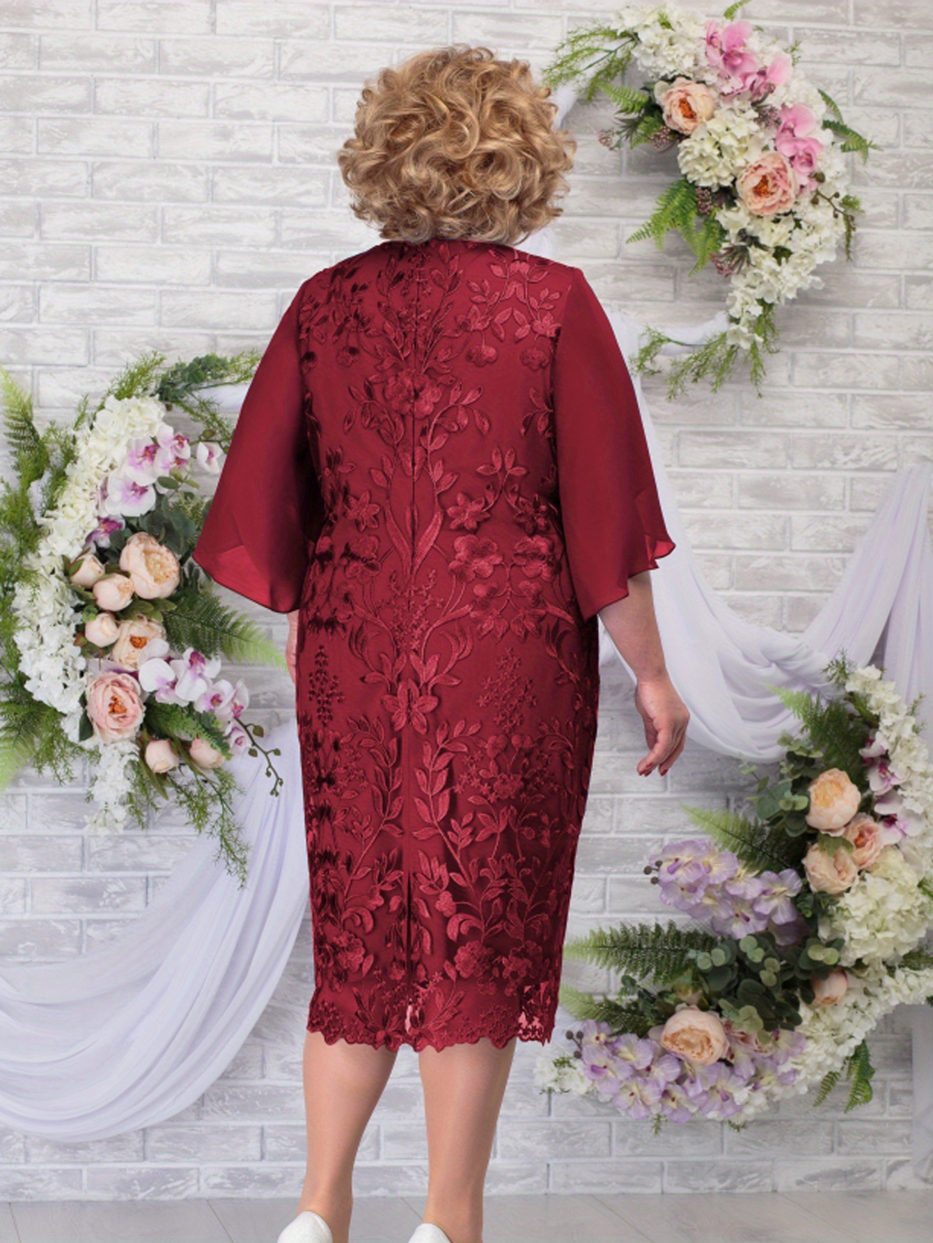 Elegant Floral Embroidered Midi Dress (Buy 2 Free Shipping)
