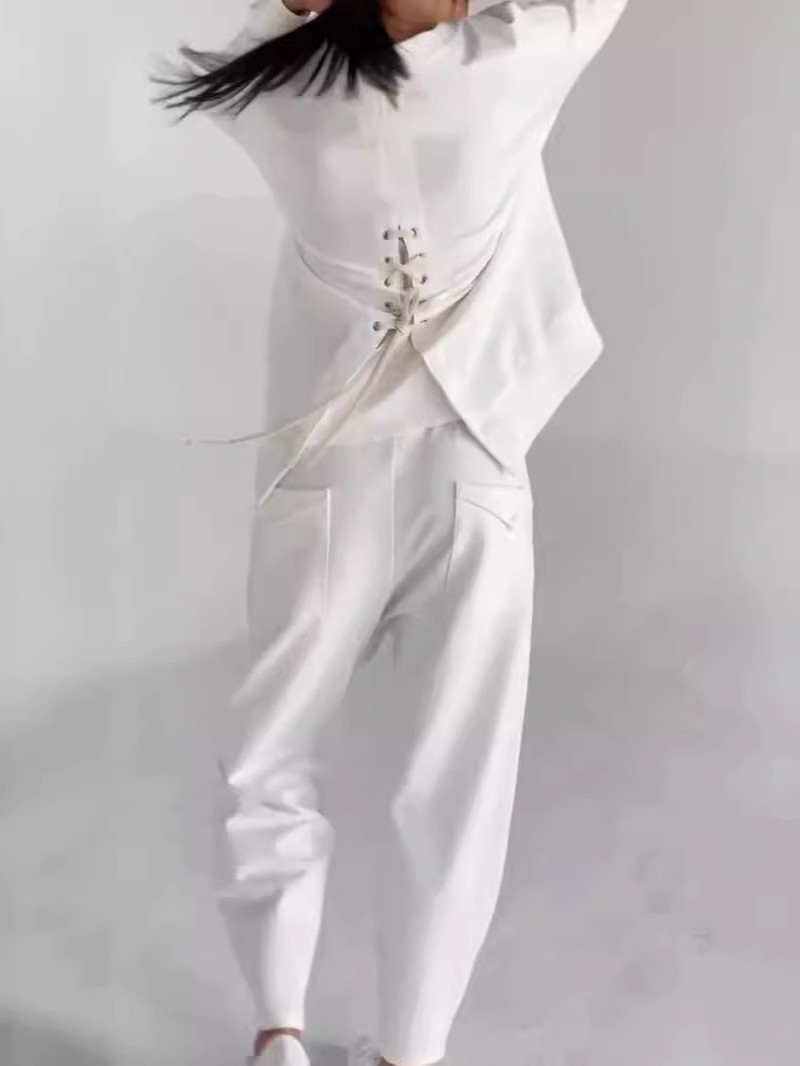 Minimalist Lace-Up Back Top and Pocket Pants Set (Buy 2 Free Shipping)