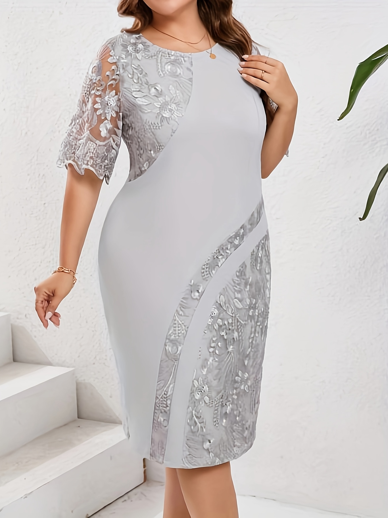 Elegant Plus Size Lace Patchwork Dress (Buy 2 Free Shipping)