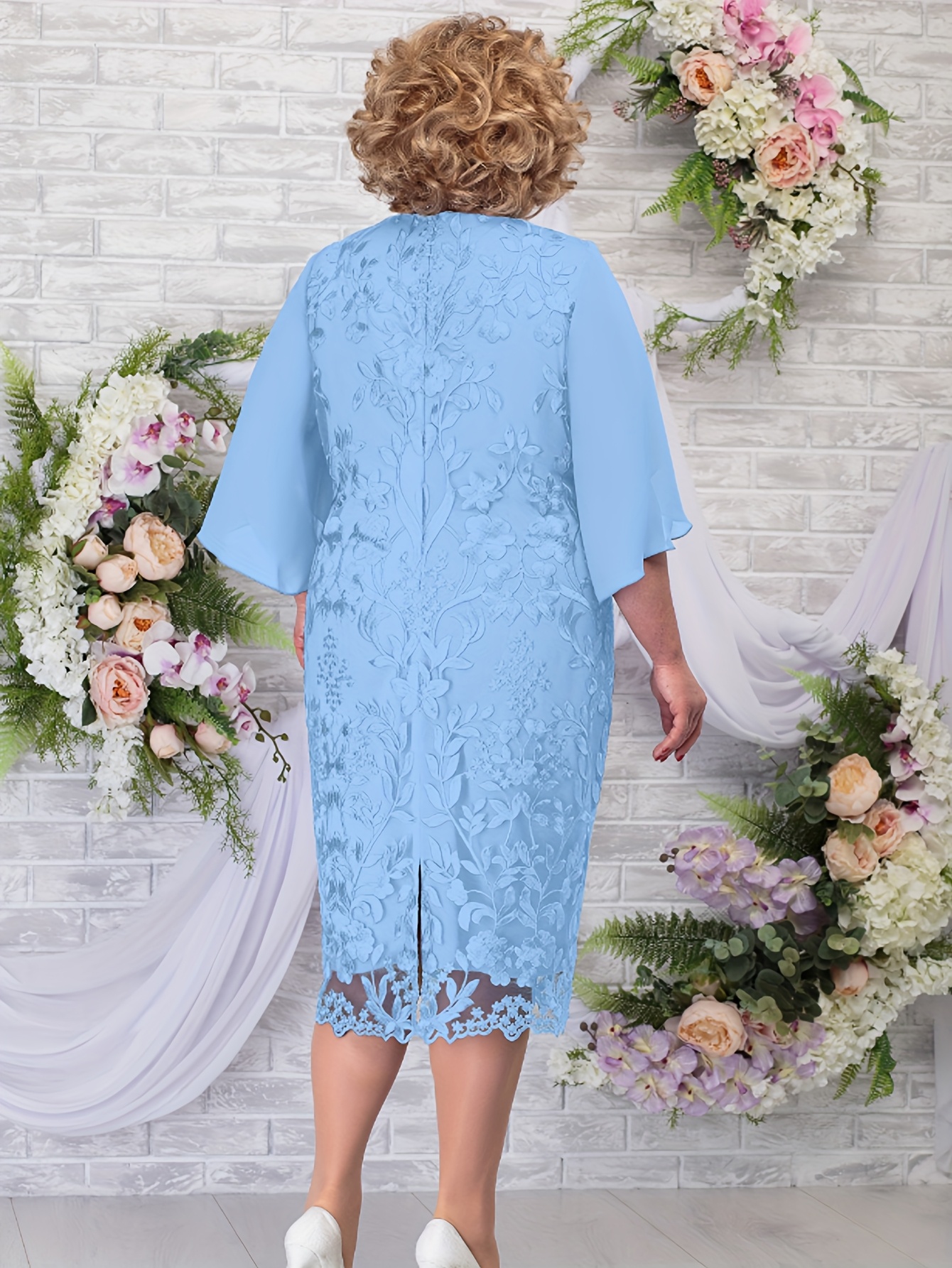 Elegant Floral Embroidered Midi Dress (Buy 2 Free Shipping)