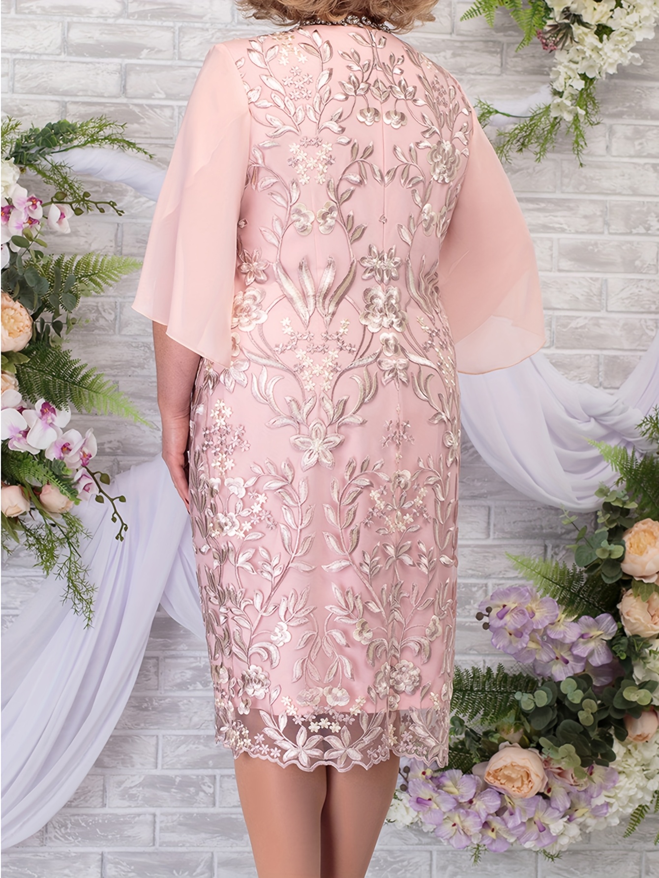Elegant Floral Embroidered Midi Dress (Buy 2 Free Shipping)