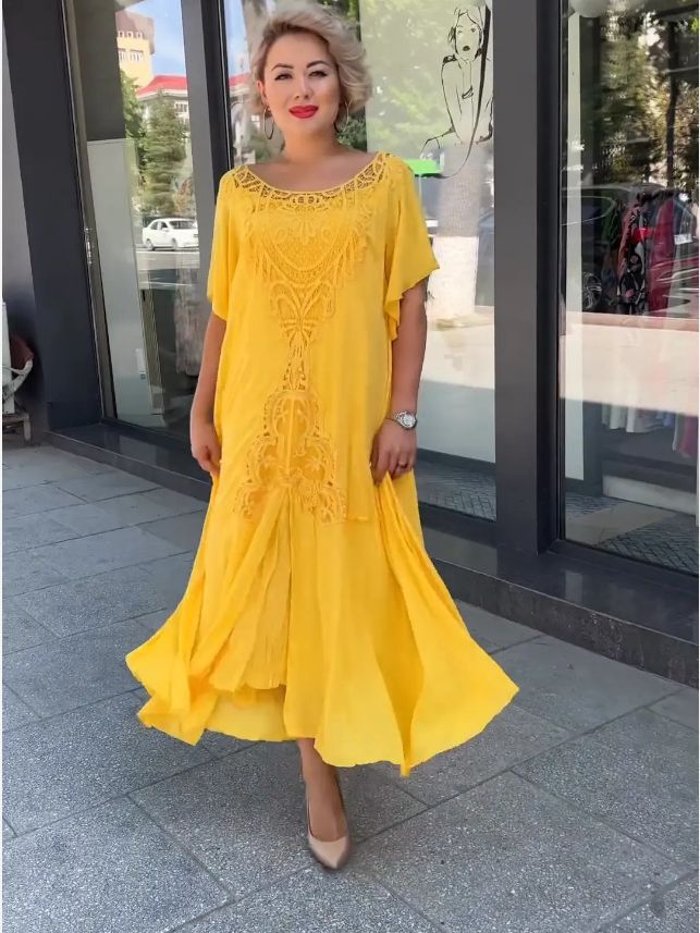 Elegant Boho Embroidered Midi Dress