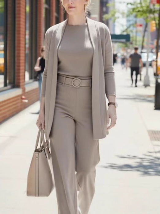 Elegant 3-Piece Set with Top, Wide-Leg Pants & Long Cardigan (Buy 2 Set Free Shipping)