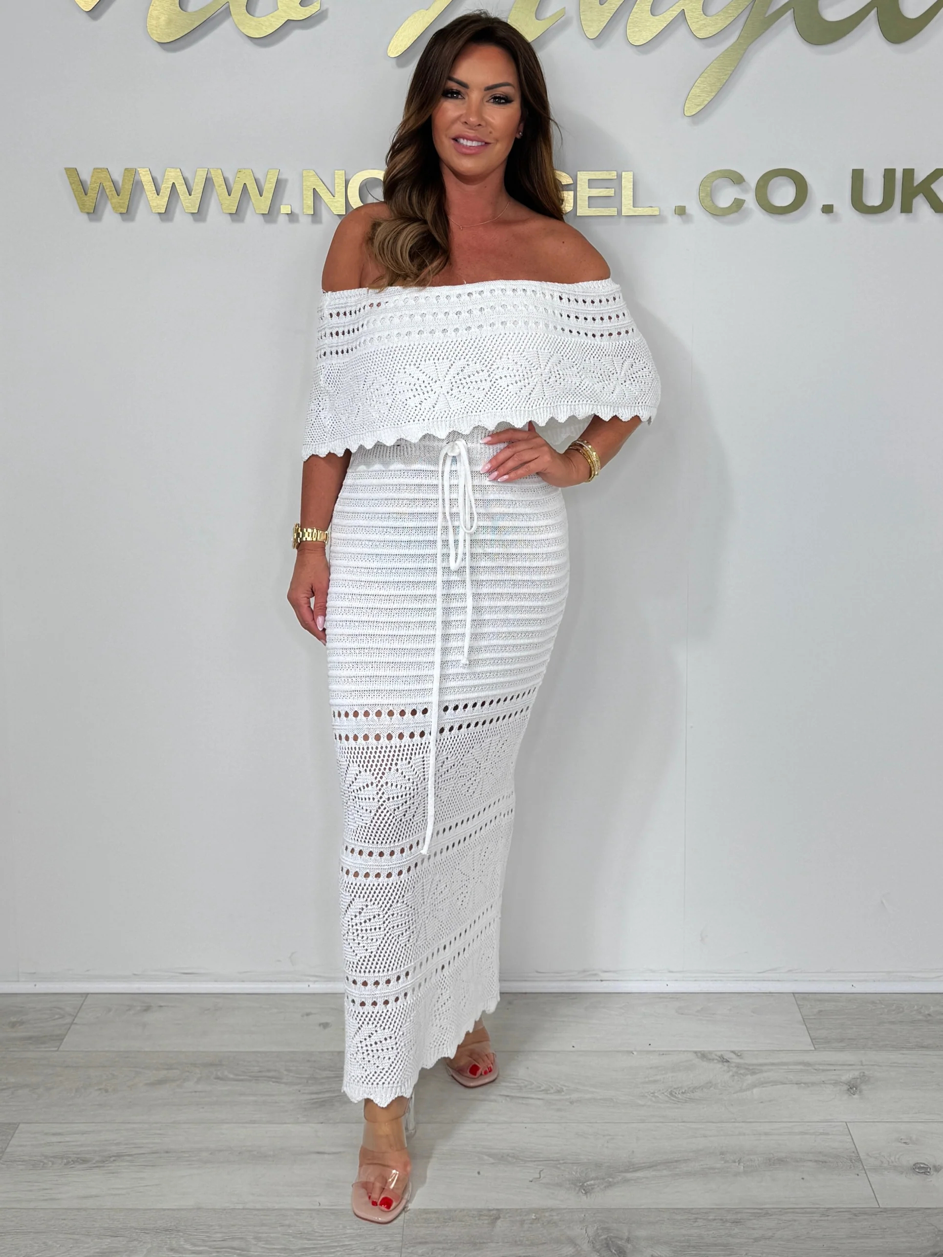 Elegant Off Shoulder Knit Maxi Dress