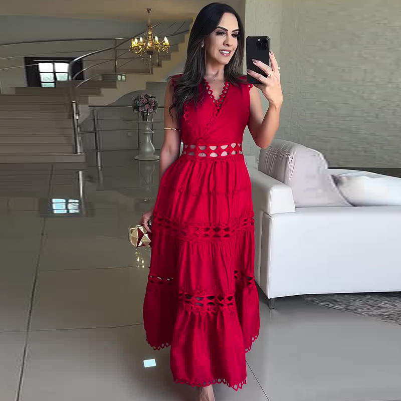 V-neck Hollow Dress (Buy 2 Free Shipping)