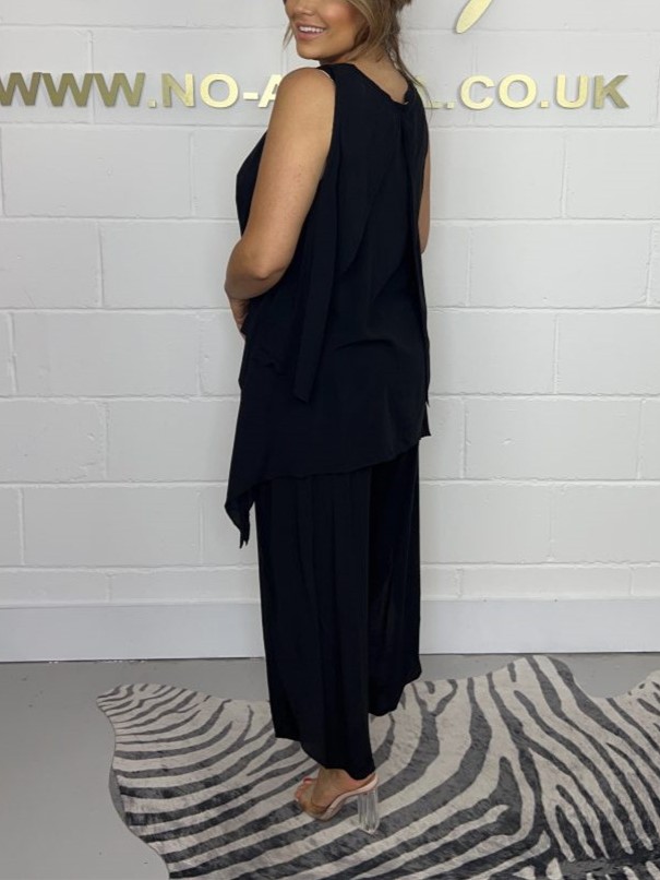 Flowy High-Low Layered Hem Wide Leg Two Piece Set (Buy 2 Free Shipping)