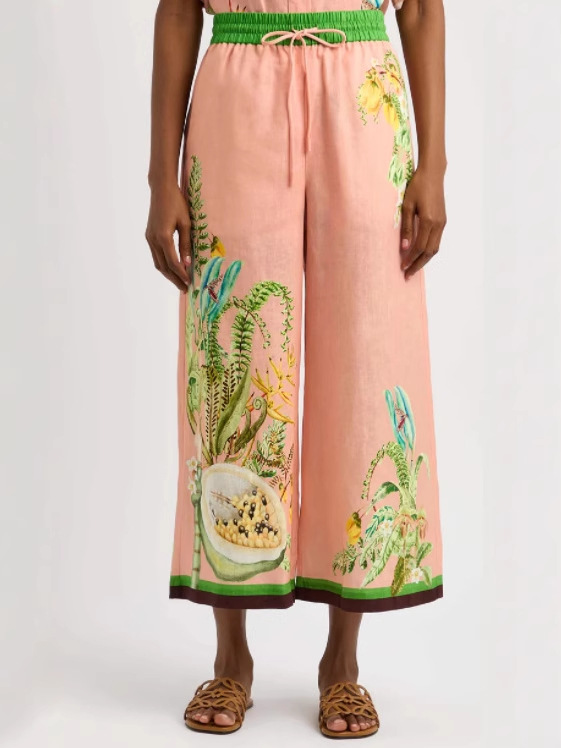 Relaxed Botanical Print Cotton-Linen Shirt and Pants Set (Buy 2 Free Shipping)