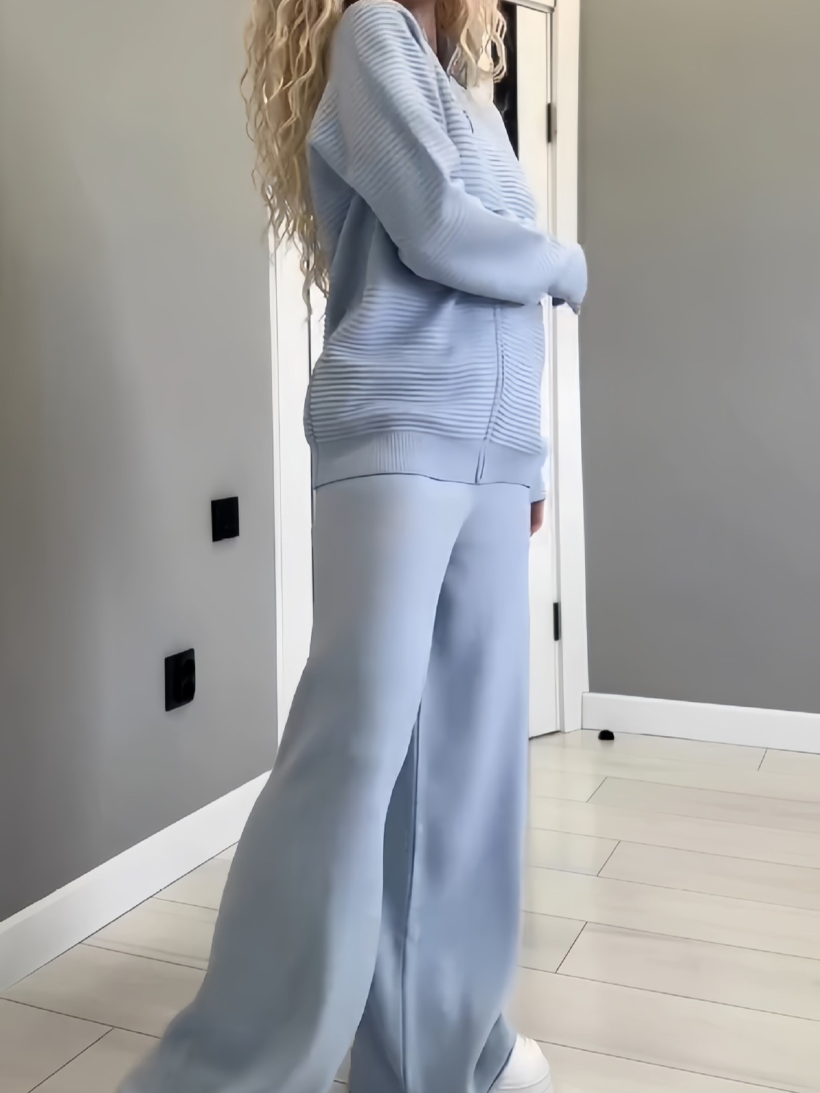 Casual Zip-Up Knit Lounge Two Piece Set (Buy 2 Free Shipping)