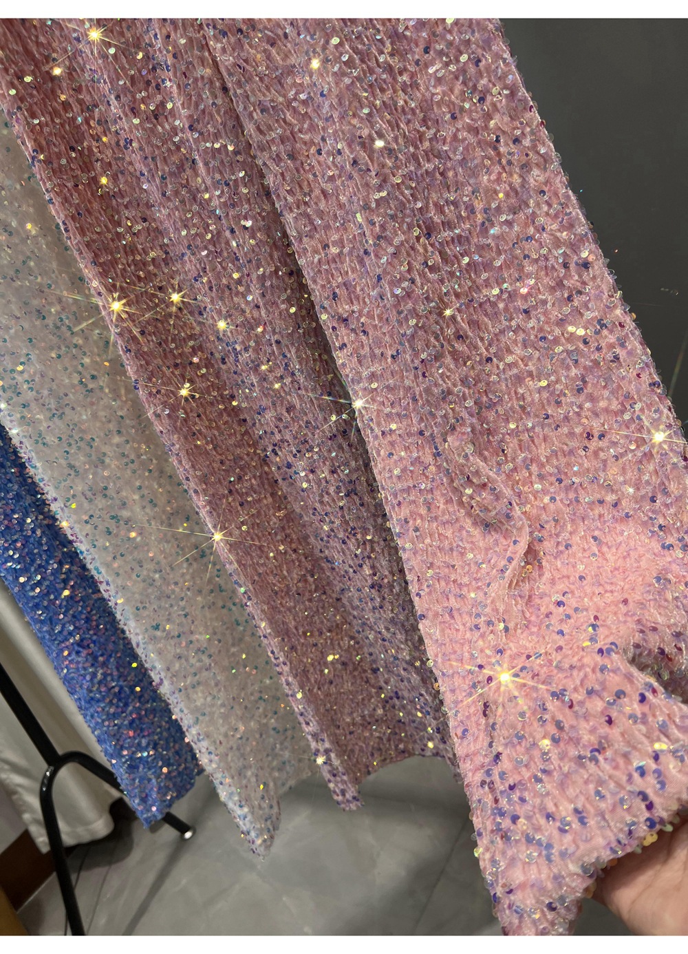 Sequin Velvet Elastic Waist Wide Leg Pants (Buy 2 Free Shipping)