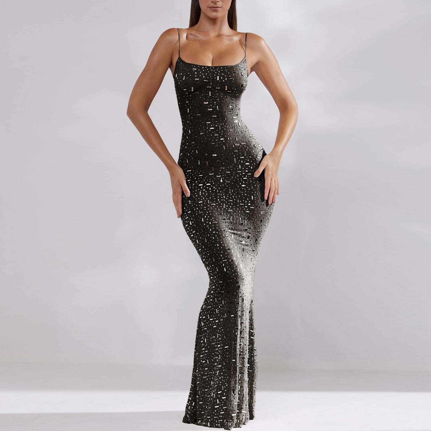 Rhinestone Strap Maxi Dress (Buy 2 Free Shipping)