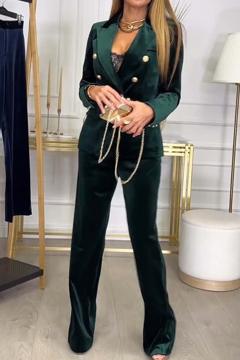 Double Breasted Velvet Two Piece Suit (Buy 2 Free Shipping)