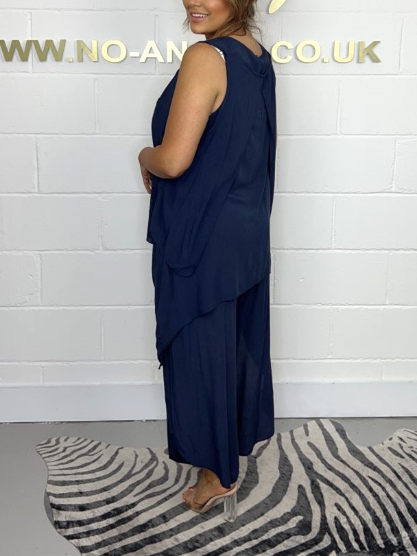 Flowy High-Low Layered Hem Wide Leg Two Piece Set (Buy 2 Free Shipping)